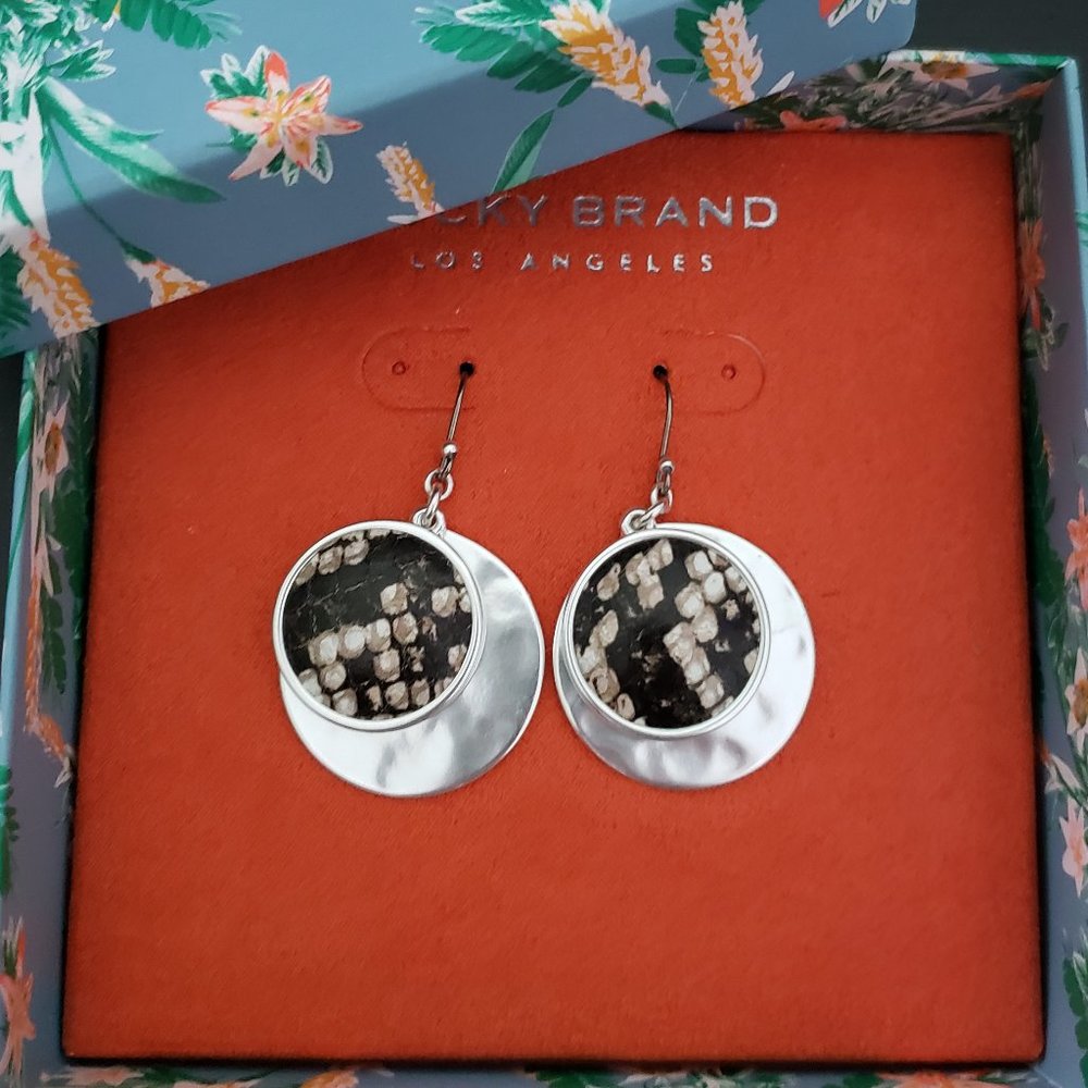 LUCKY BRAND Silver & Snakeskin Earrings NIB